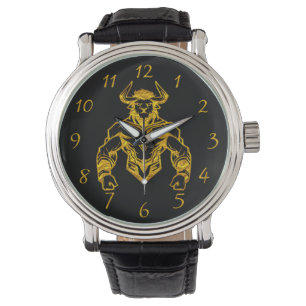 Gold Bold Bison Graphic Design Armbanduhr