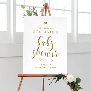 Gold Bold Script Baby Dusche Willkommen Poster