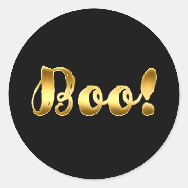 Gold BOO! Modernes Script-Halloween-Party-Gefallen Runder Aufkleber (Vorderseite)