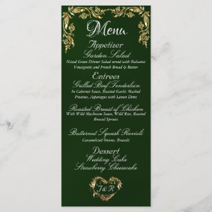 Gold Border auf Emerald Wedding Menu Menükarte