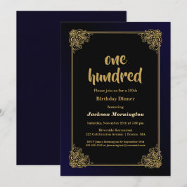 Gold Border Black 100. Geburtstag Abendessen Einladung