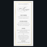 Gold Border Elegante Wedding Menu Card Menükarte<br><div class="desc">Elegantes Hochzeitsmenü, Flachkarte mit bearbeitbarem Titel und Text. Die goldene Grenze verleiht ihr eine Touch von Glasur. Anpassen für jeden Zweck, wie z.B. Programme oder Weinlisten usw. (Geben Sie alle Hauptstädte ein, und fügen Sie einen Leerzeichen zwischen Buchstaben, und doppelten Leerzeichen für diesen "Look"). Matching Artikel in meinem Geschäft verfügbar....</div>