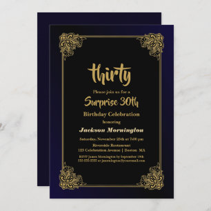 Gold Border Surprise 30. Geburtstag Party Einladung