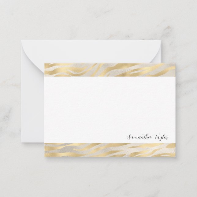 Gold Borders Script  Personalized Flat Note Cards Mitteilungskarte (Vorderseite)