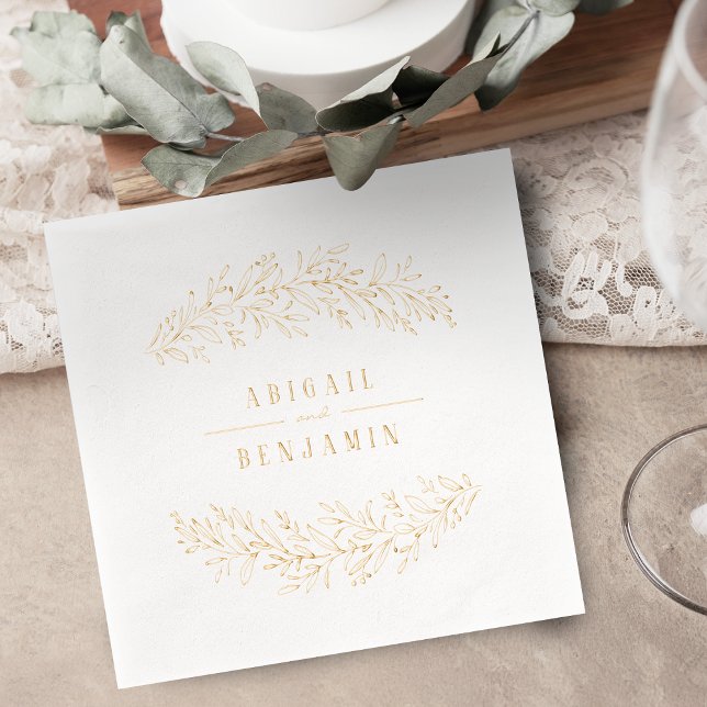 Gold botanical floral elegant wedding servietten mit folie (Gold botanical floral elegant wedding foil napkins)