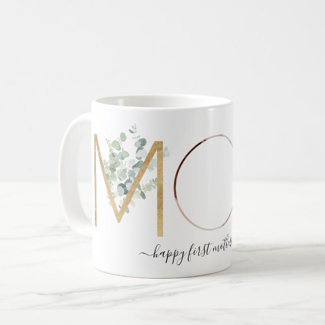 Gold Botanical Letters Foto Kaffeetasse (Vorderseite Links)