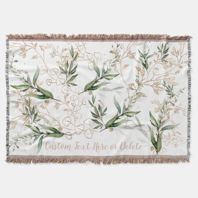 Gold Botanischer Eukalyptus Moderne Grüne Abstrakt Decke (Vorderseite)