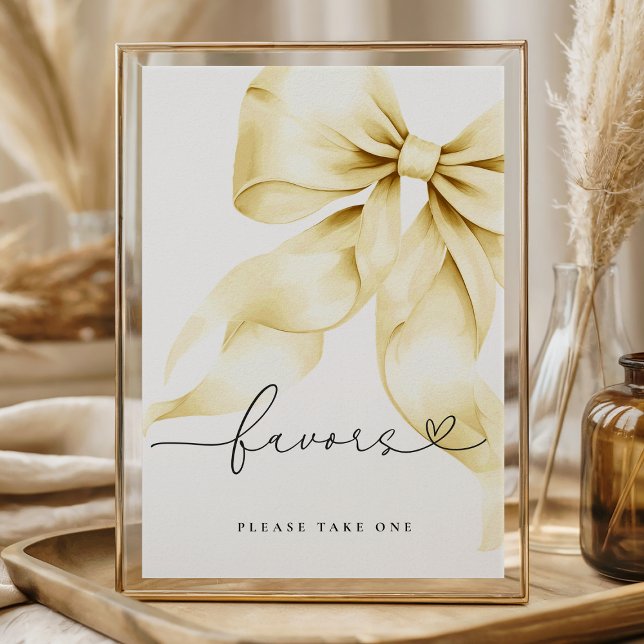 Gold Bow Bridal Shower Favors Table Sign Poster (Von Creator hochgeladen)