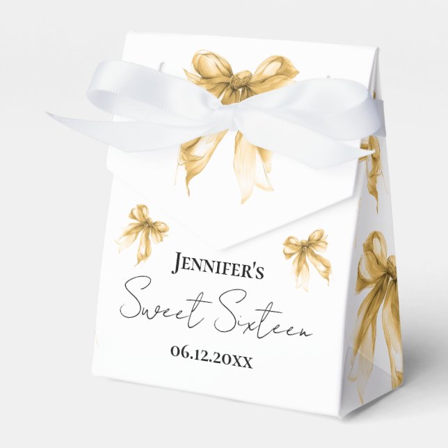 Gold Bow Coquette Script Sweet 16 Thank You  Geschenkschachtel (Vorderseite)