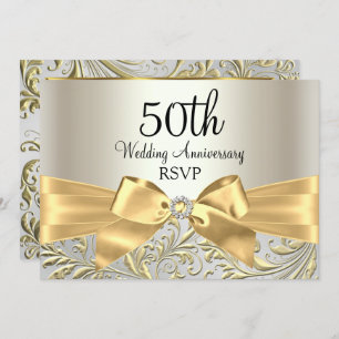 Gold Bow & Floral Swirl 50 Jahre UAWG Einladung