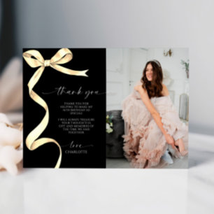 Gold Bow Foto Vielen Dank Note Card Einladung