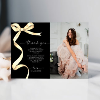 Gold Bow Foto Vielen Dank Note Card Einladung