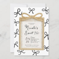 Gold Bow Frame & Little Black Bows Sweet 16 Foto