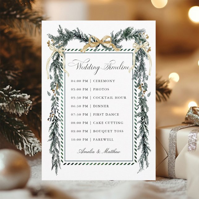 Gold Bow & Greenery Garland Wedding Timeline Programm (Von Creator hochgeladen)