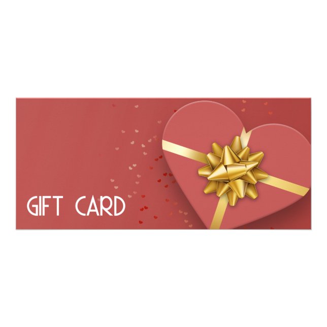 Gold Bow Lovely Red Heart Geschenkboxen Gift Card Werbekarte (Vorne)