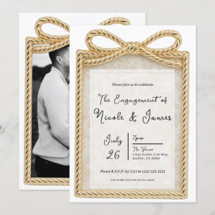 Gold Bow präsentiert Geschenk Foto Engagement Part Einladung