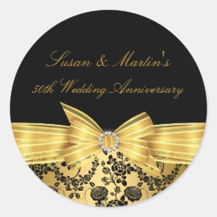 Gold Bow Sticker zum 50. Hochzeitstag