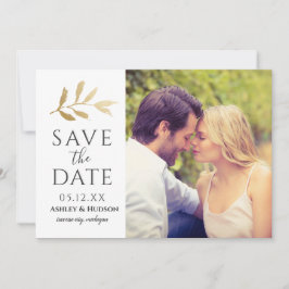 Gold Branch Wedding Foto White Save The Date