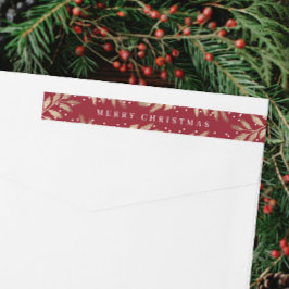 Gold Branches Weihnachtskarten-Rücksendeadresse