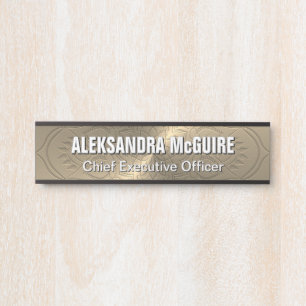 Gold Brass Look Etched Mandala Office Türschild