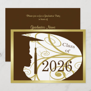 Gold/Braune Silhouette eines Mannes 2026 Abschluss Einladung
