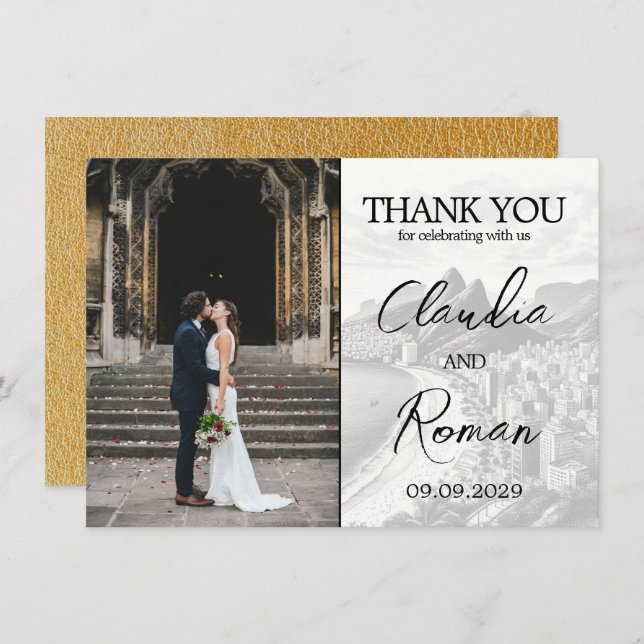 Gold Brazil Passport Dankeskarte (Vorne/Hinten)