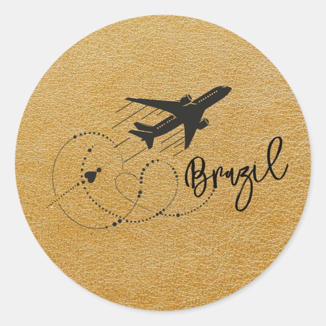 Gold Brazil Passport Runder Aufkleber (Vorderseite)