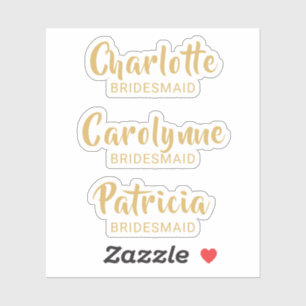 Gold Bridesmaid Name Custom Cut Vinyl Sticker