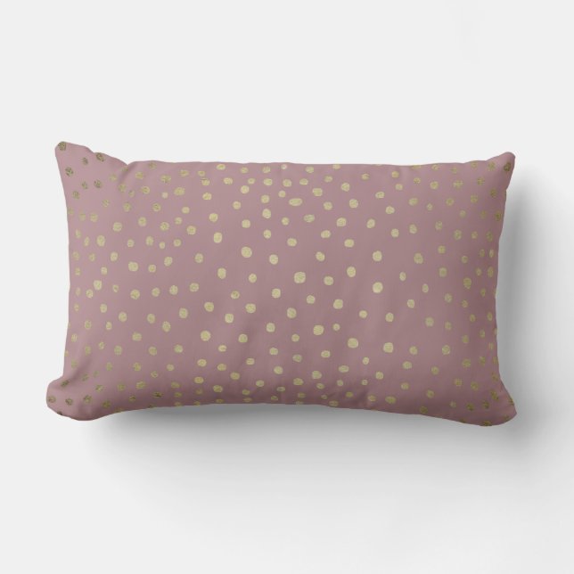 Gold Bronze Dot Pattern Lumbar Pillow Lendenkissen (Vorderseite)