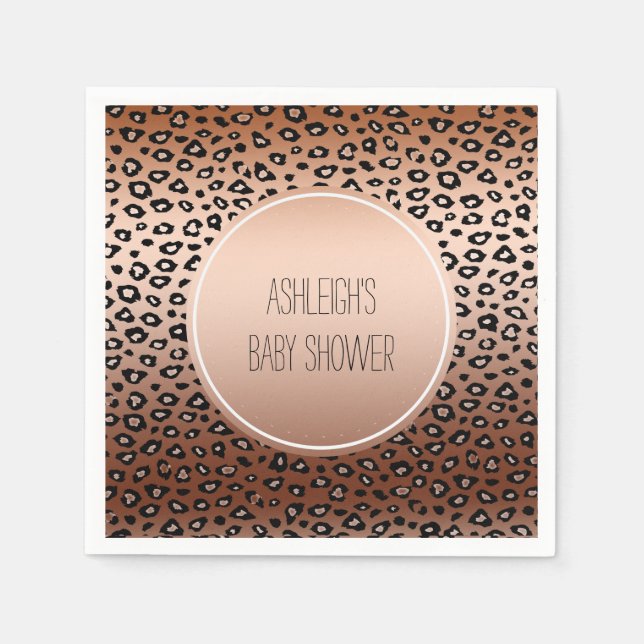 Gold Bronze Leopard Print Ombre Serviette (Vorderseite)
