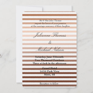 Gold Bronze Ombre Stripes Wedding Einladung