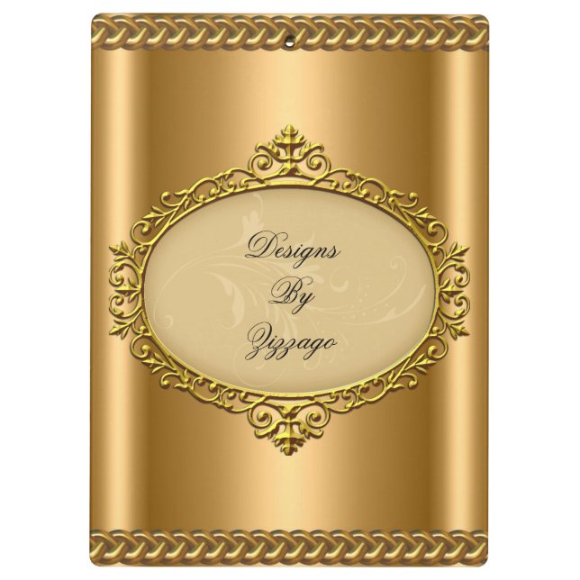 Gold Bronze Plaque Chain Add Business Name Klemmbrett (Rückseite)