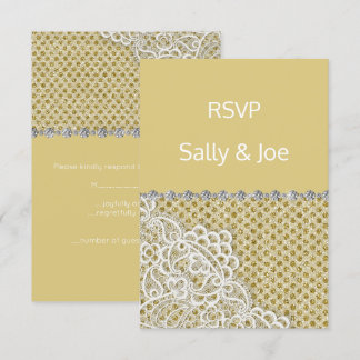 GOLD BRONZE Spot Lace Diamond Hochzeitsreaktion Einladung