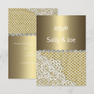 GOLD BRONZE Spot Spitze Diamant Hochzeit Antwort 2 Einladung