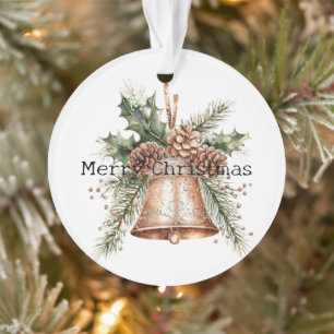 Gold Bronze White Christmas Bells Ornament