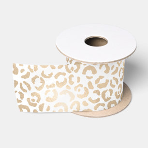 Gold Bronze White Glam Leopard Print Satinband
