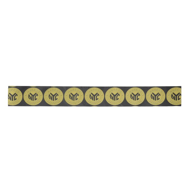 Gold Brooklyn Subway Token Muster Satinband (Vorderseite)