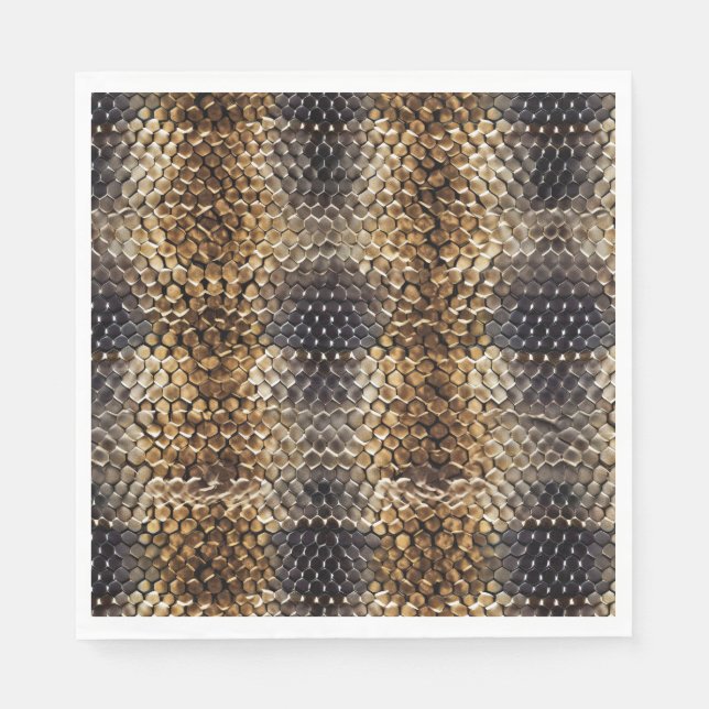 Gold Brown Black Ivory Snake Skin Serviette (Vorderseite)