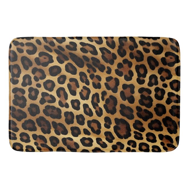 Gold Brown Black Leopard Animal Print Badematte (Vorderseite)