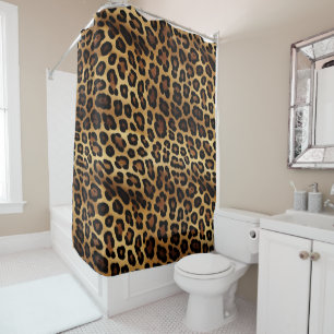 Gold Brown Black Leopard Animal Print Duschvorhang