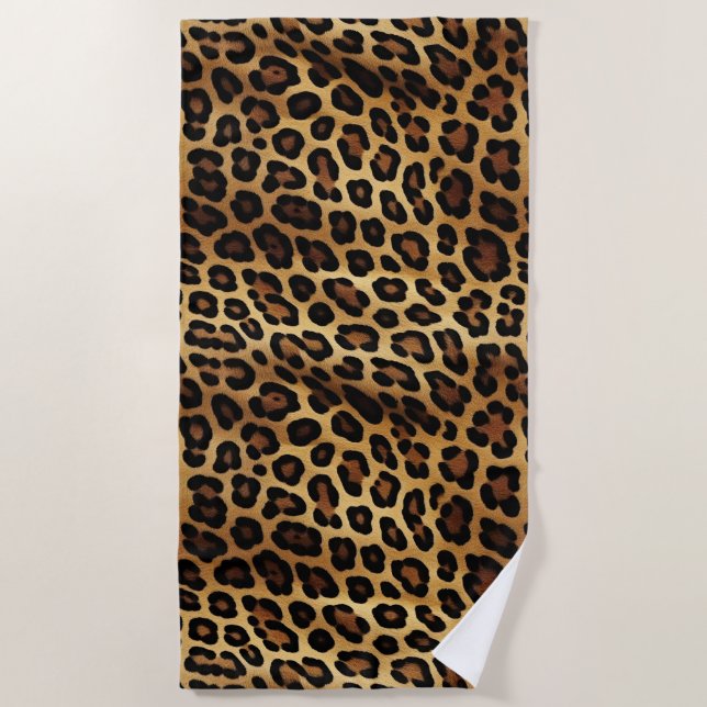 Gold Brown Black Leopard Animal Print Strandtuch (Vorderseite)