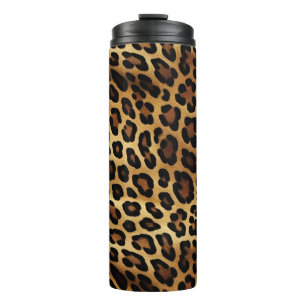 Gold Brown Black Leopard Animal Print Thermosbecher