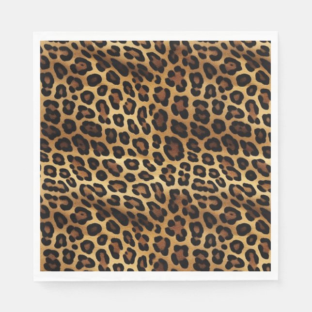 Gold Brown Black Leopard Print Serviette (Vorderseite)