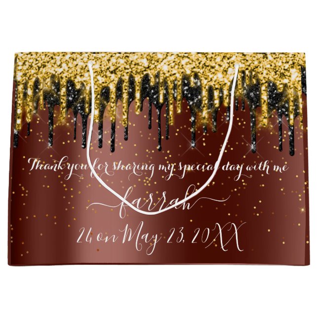 Gold Brown Black Tropfens bevorzugen große Geschen Große Geschenktüte (Vorderseite)