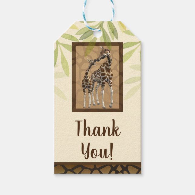 Gold Brown Kissing Giraffes Zoo Kinderdusche Geschenkanhänger (Vorderseite)