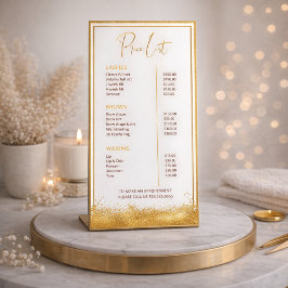 Gold & Brown Lash Tech Preisliste | Luxus Schönhei Sockelschild