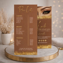 Gold & Brown Lash Tech Preisliste | Luxus Schönhei