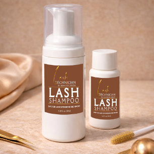 Gold & Brown Lash Tech Shampoo Aufkleber   Luxus 