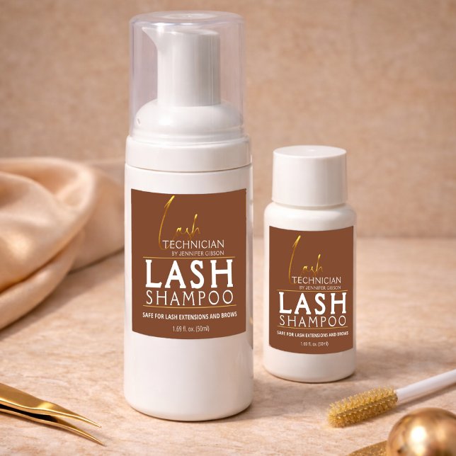 Gold & Brown Lash Tech Shampoo Sticker | Luxury  (Von Creator hochgeladen)