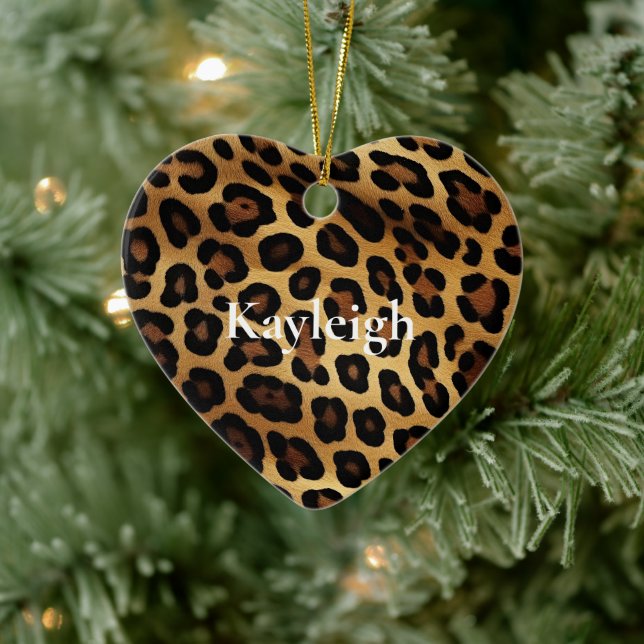 Gold Brown Leopard Animal Print Keramik Ornament (Baum)